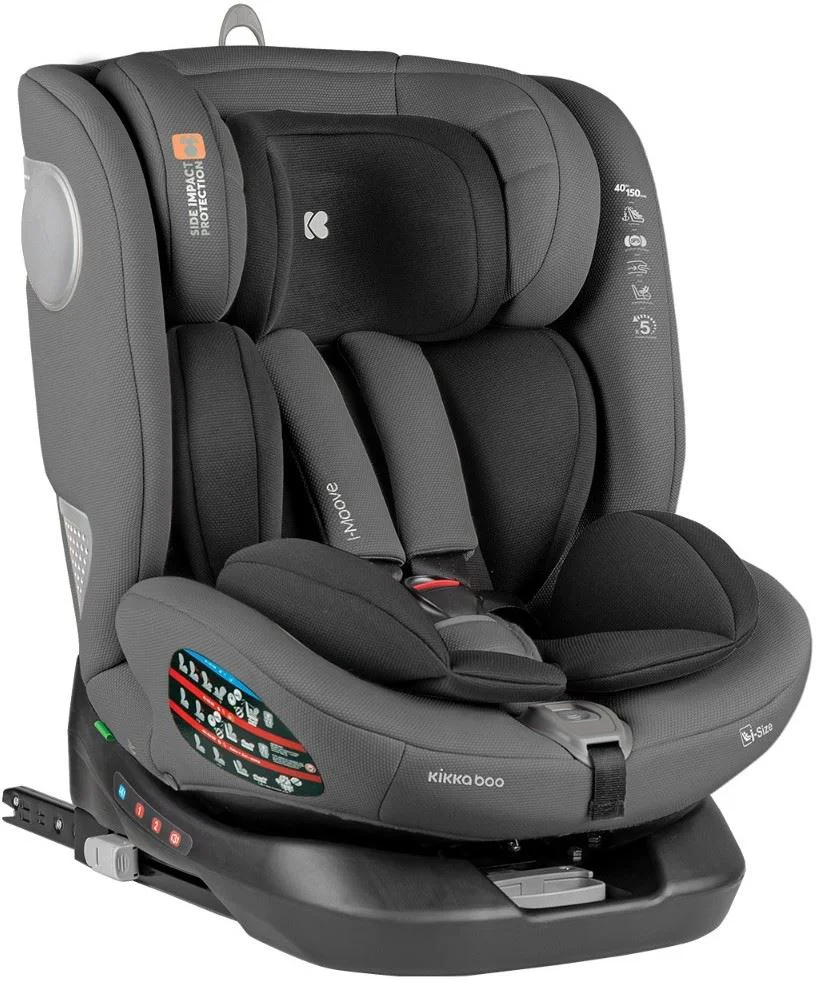Scaun auto rotativ cu isofix KikkaBoo i-Moove Dark Grey, 40-150 cm foto