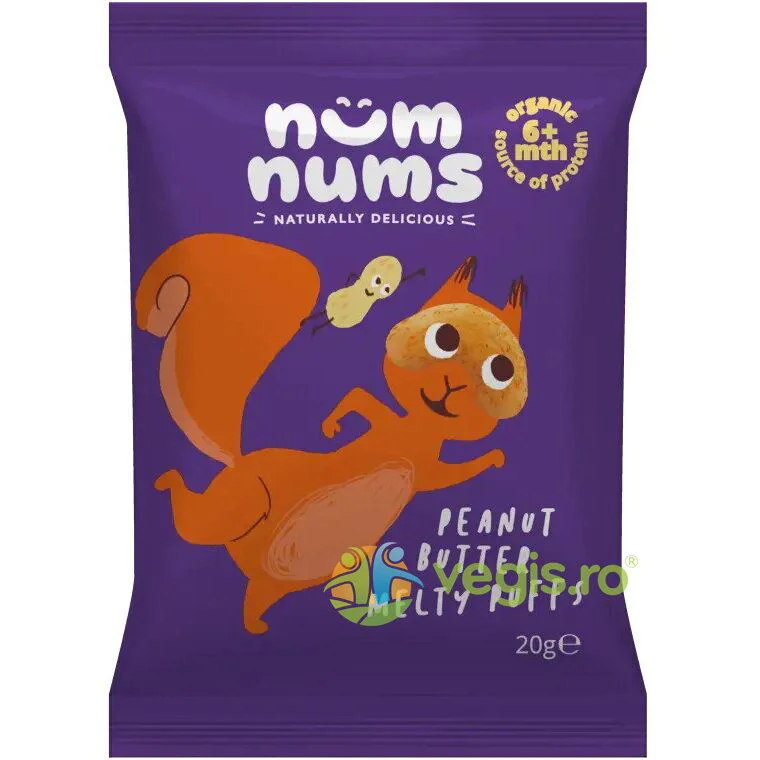 Pufuleti Bio Num Nums cu unt de arahide (6+ luni), 20 g foto