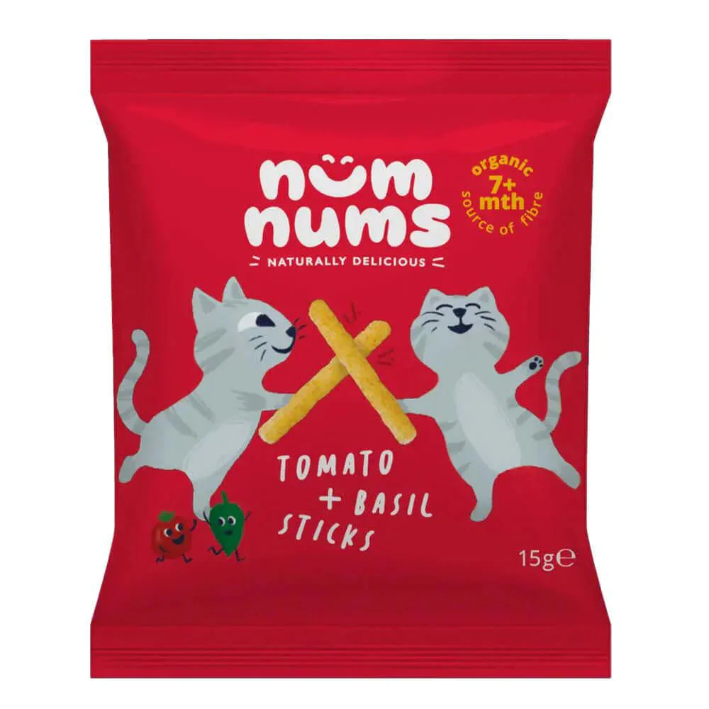 Sticks-uri Bio Num Nums cu rosii si busuioc, 20 g foto