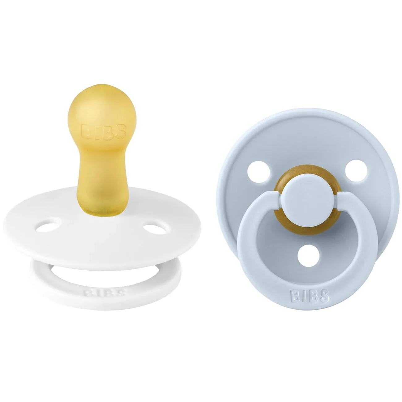 Set 2 suzete rotunde BIBS White & Baby Blue din latex (0-6 luni) foto