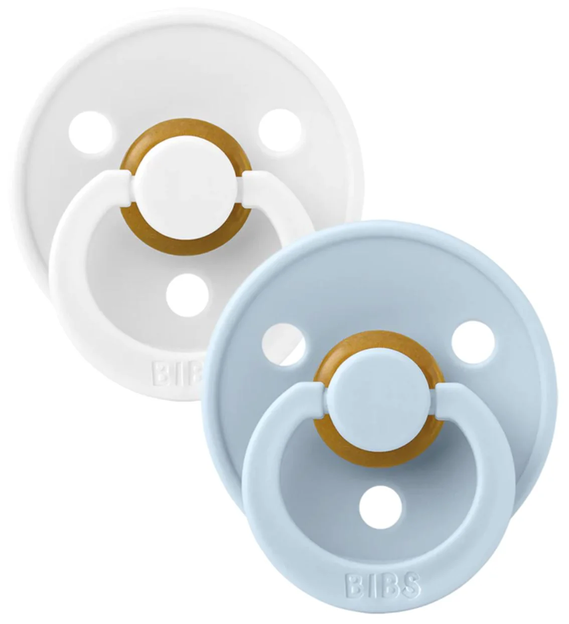 Set 2 suzete rotunde din latex BIBS Colour White/Baby Blue (6-18 luni) foto