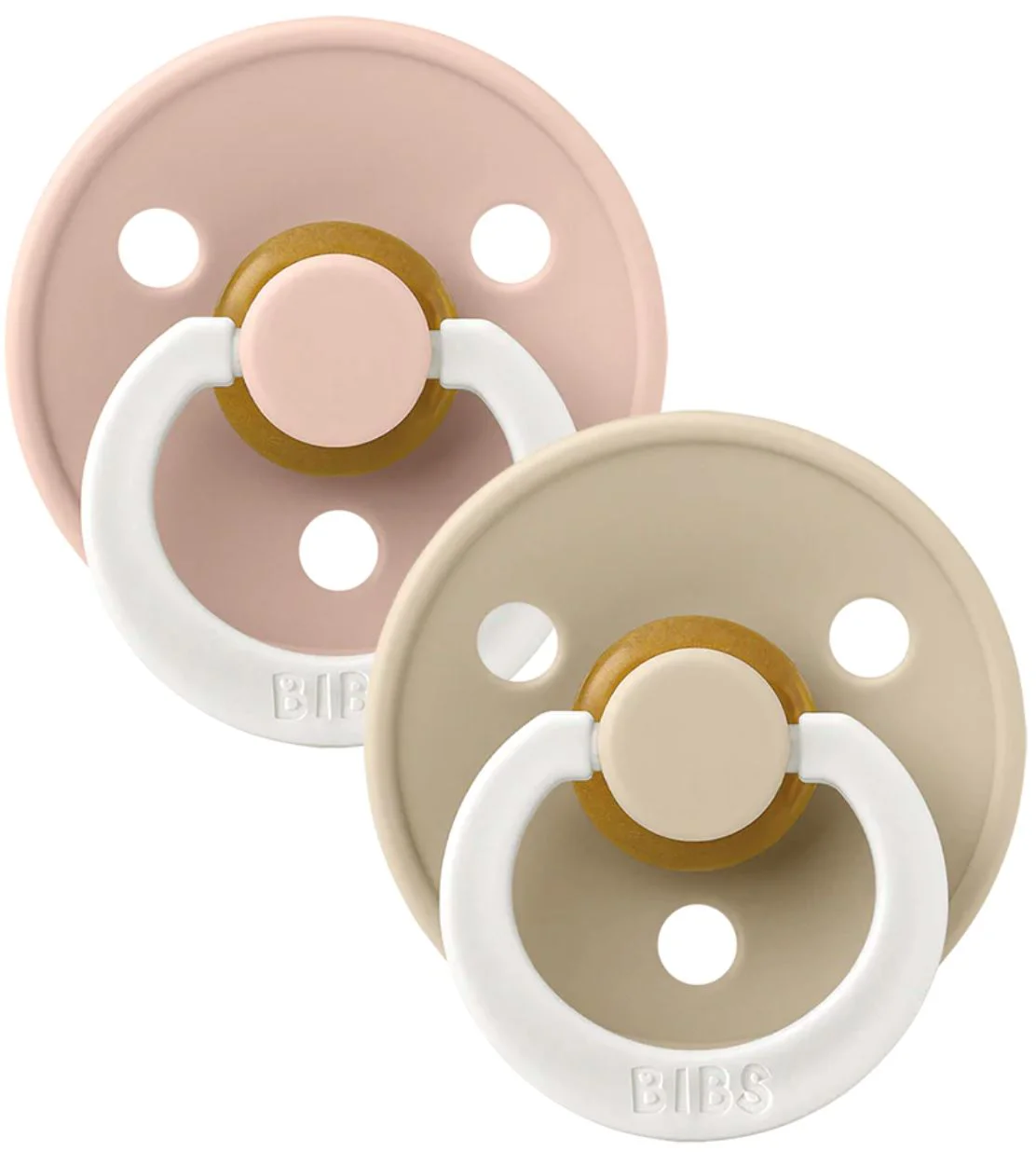 Set 2 suzete rotunde din latex BIBS Colour Glow Blush/Vanilla (18-36 luni) foto