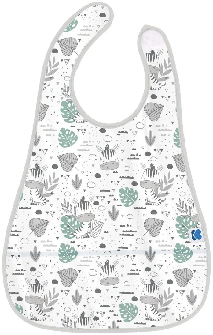 image for Baveta impermeabila cu buzunar KikkaBoo Savanna Pattern Grey foto
