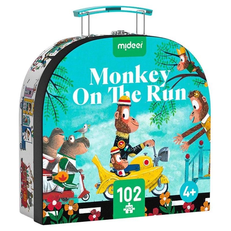 image for Puzzle in valiza Mideer Maratonul maimutei, 102 el. foto