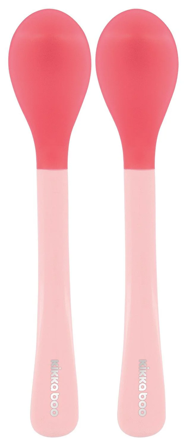 Set 2 lingurite cu senzor de temperatura KikkaBoo Pink