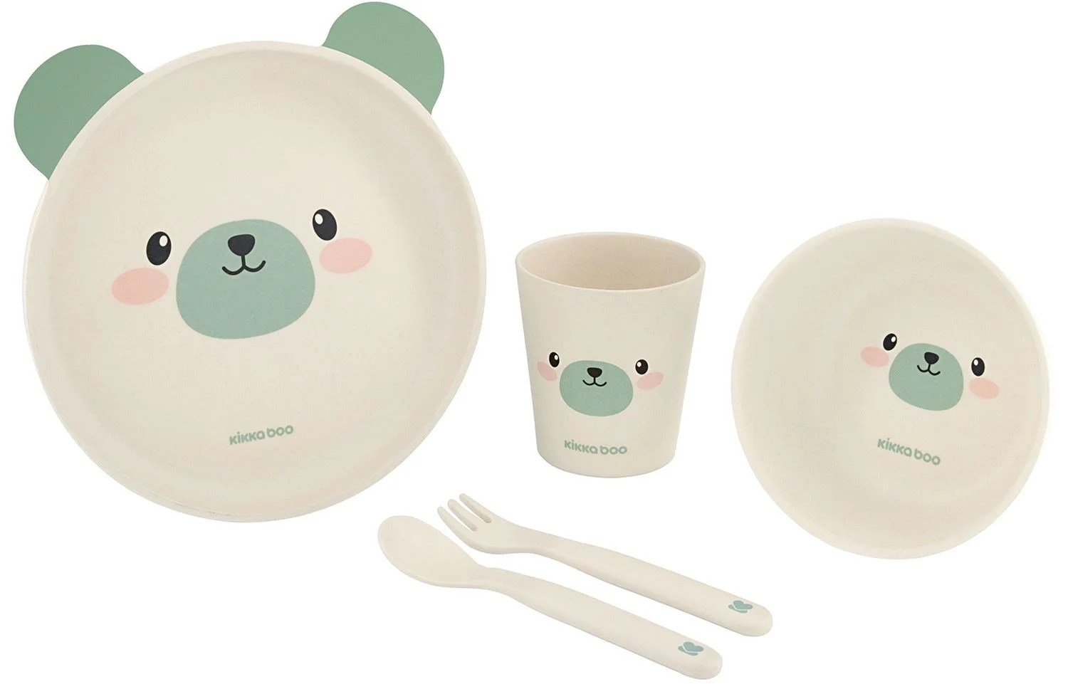 Бамбуковый настольный набор KikkaBoo Bamboo Bear Mint, 5 предметов