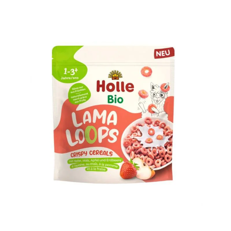 image for Хрустящие хлопья Holle Bio Organic Lama Loops с яблоками и клубникой (12+ мес.), 125 г. foto