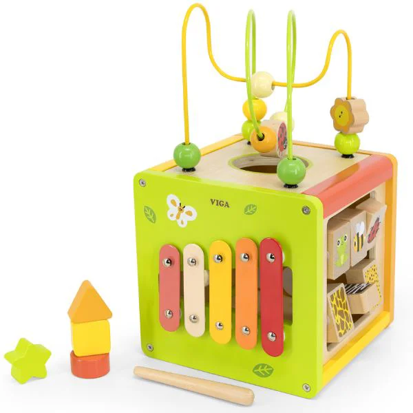 Деревянный бизикуб Viga Toys "Игровой куб 5 в 1”