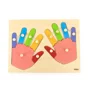 Puzzle din lemn cu buton Viga Toys Degetele si manutele, 12 piese