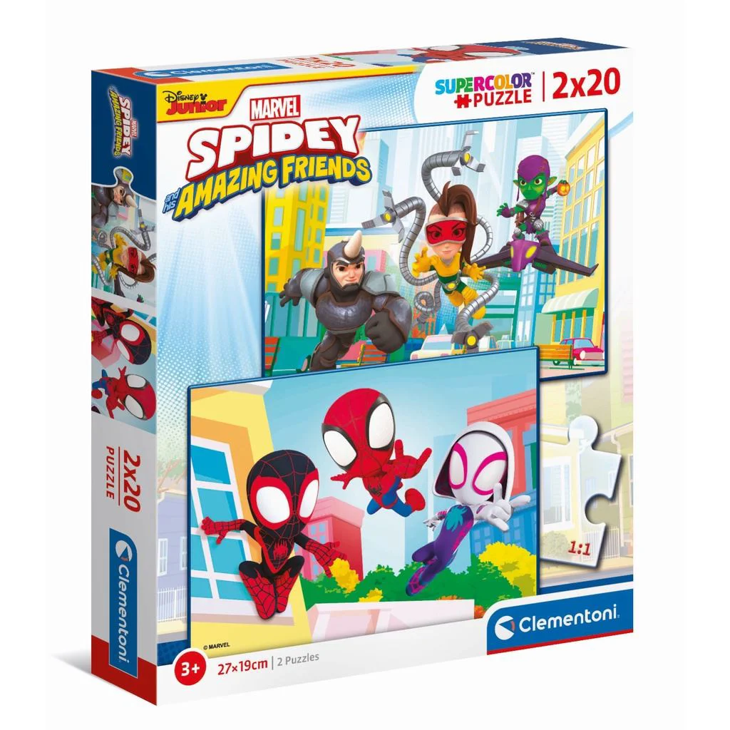 Puzzle Clementoni Supercolor Spidey si prietenii, 2x20 piese foto