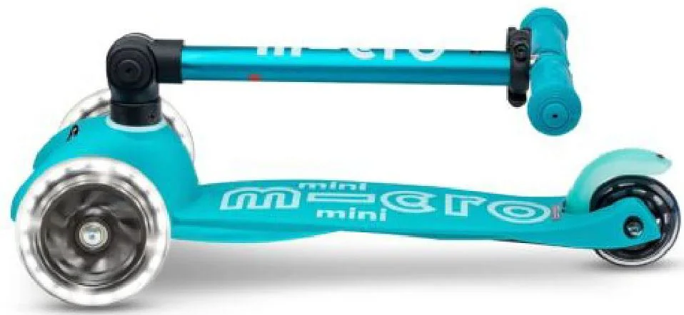 Складной самокат Micro Mini Deluxe Foldable LED Aqua
