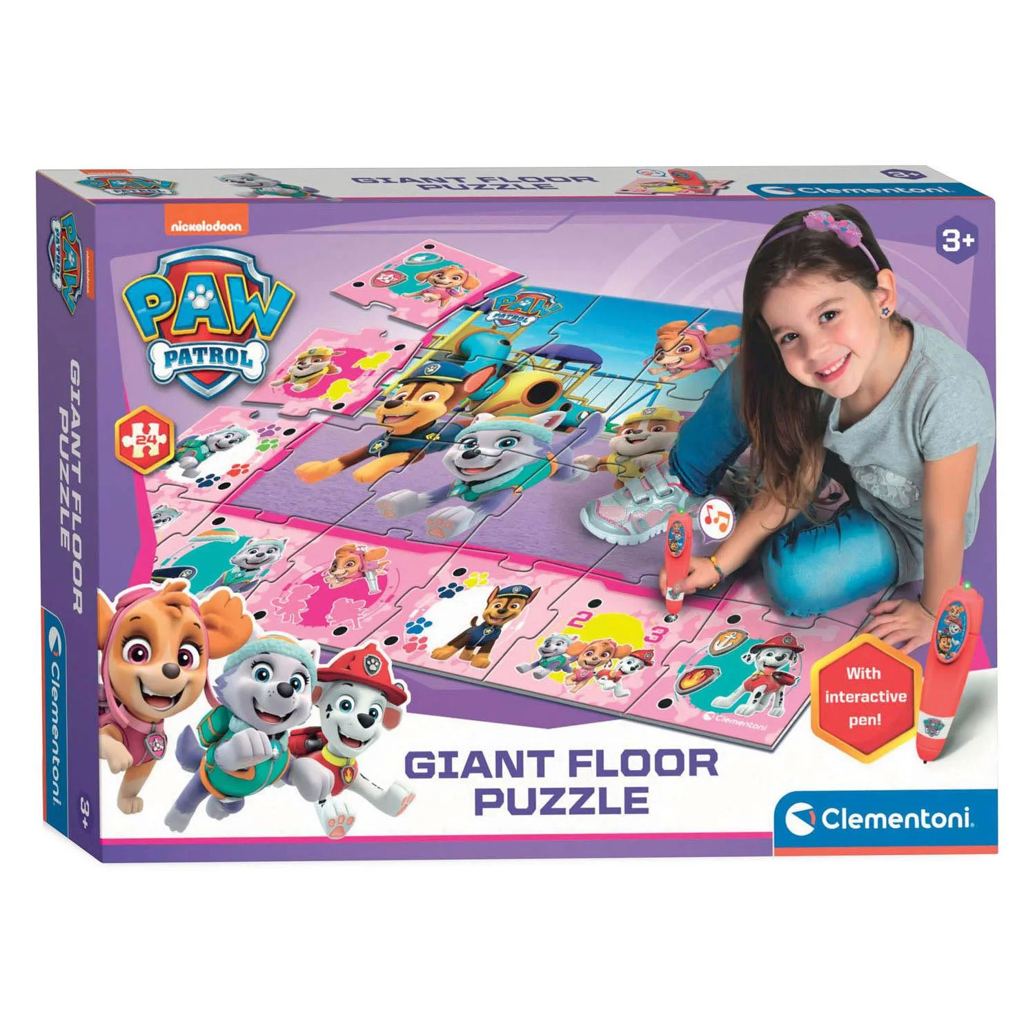 Puzzle Gigant Paw Patrol cu pix interactiv, 24 piese