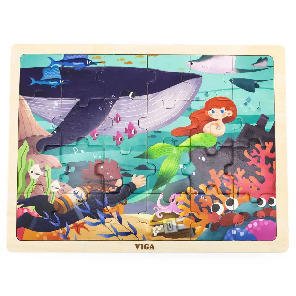 Puzzle din lemn Viga Toys Universul subacvatic, 24 piese foto