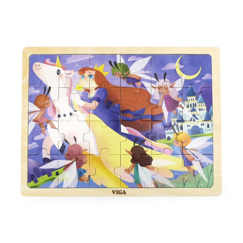 Деревянный пазл Viga Toys “Летая на единороге”, 24 эл.