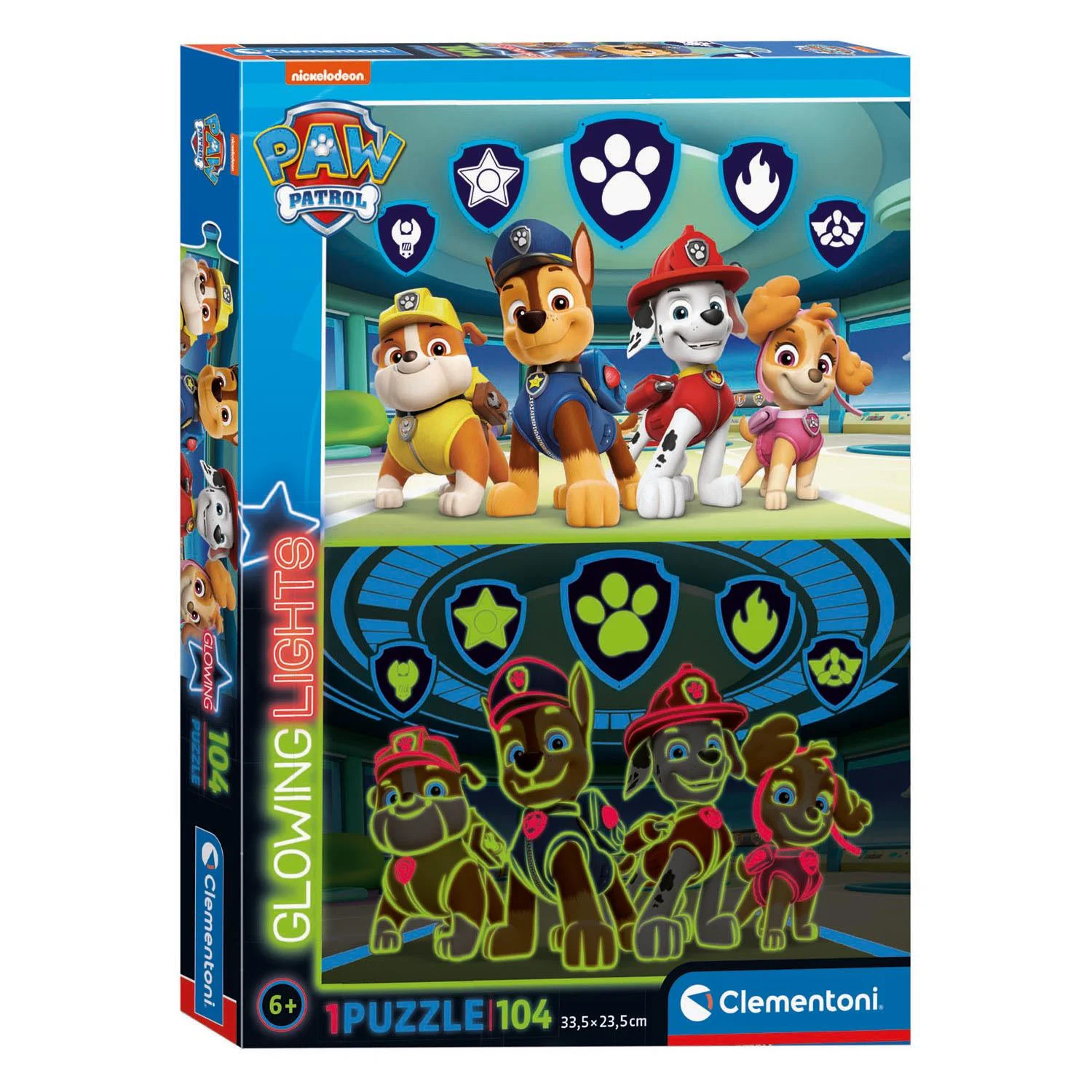 Puzzle cu efect fosforescent Clementoni Paw Patrol, 104 piese foto