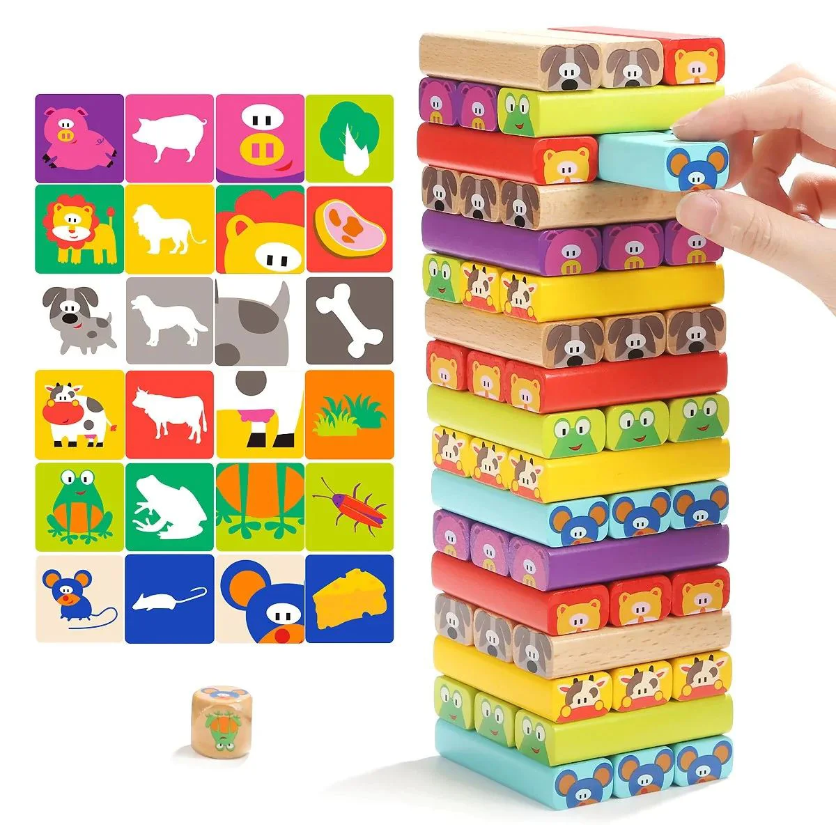Joc din lemn Tooky Toy Jenga Animale