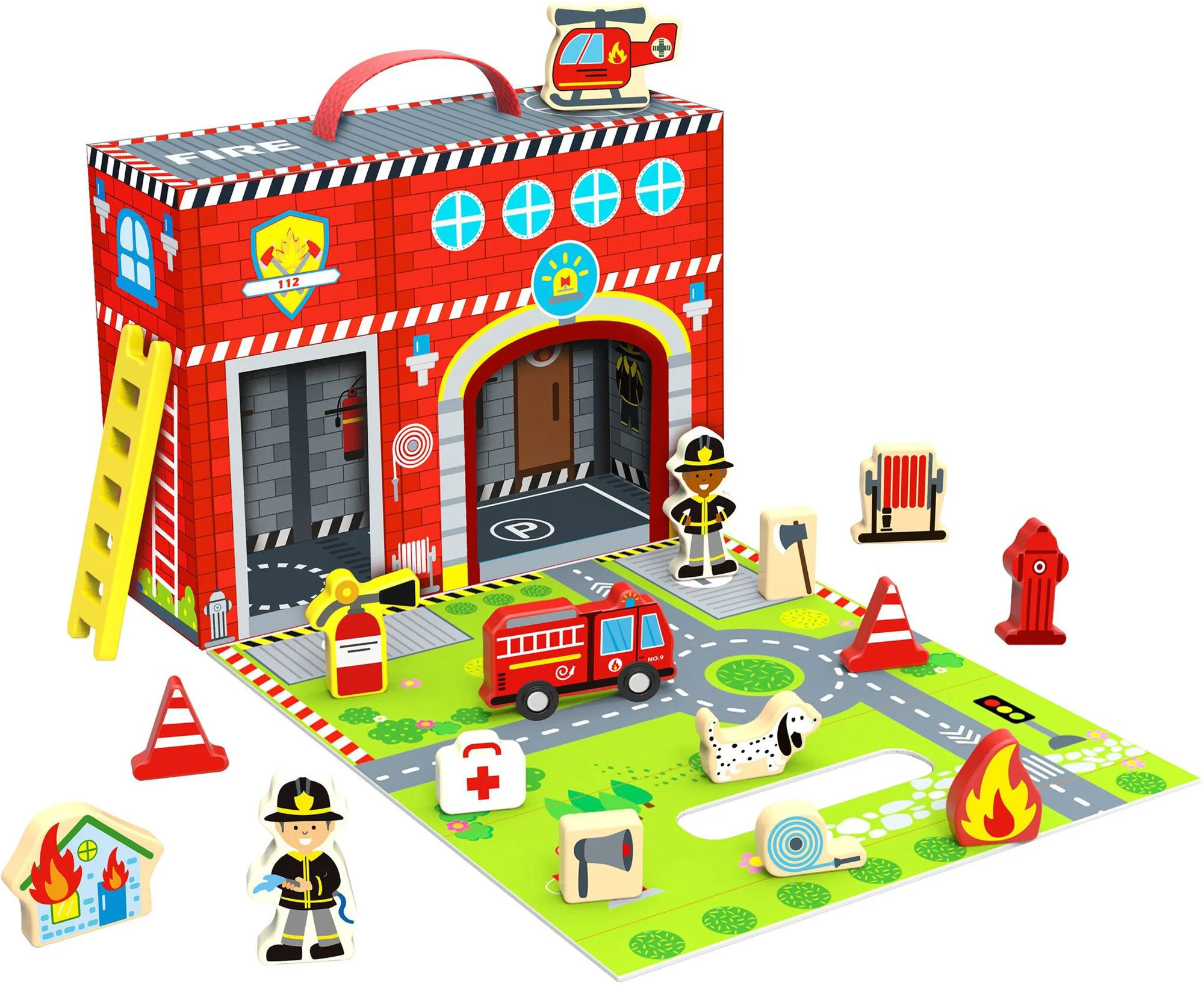 image for Set de joaca din lemn Tooky Toy Pompierii foto