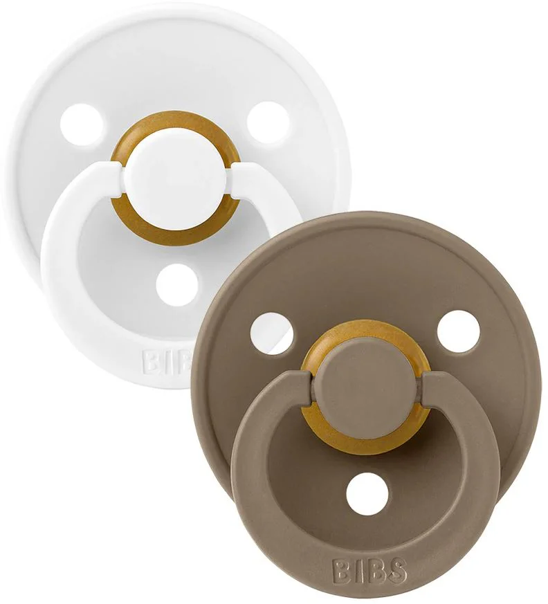 Set 2 suzete rotunde din latex BIBS Colour White/Dark Oak (0-6 luni) foto