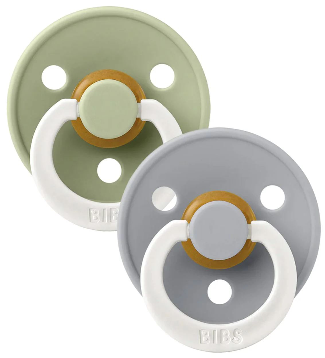 Set 2 suzete rotunde din latex BIBS Colour Glow Sage/Cloud (0-6 luni) foto