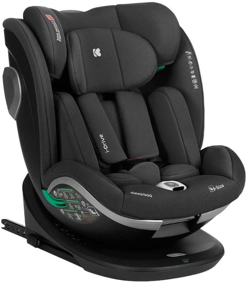 Scaun auto rotativ cu isofix KikkaBoo i-Drive Black, 40-150 cm