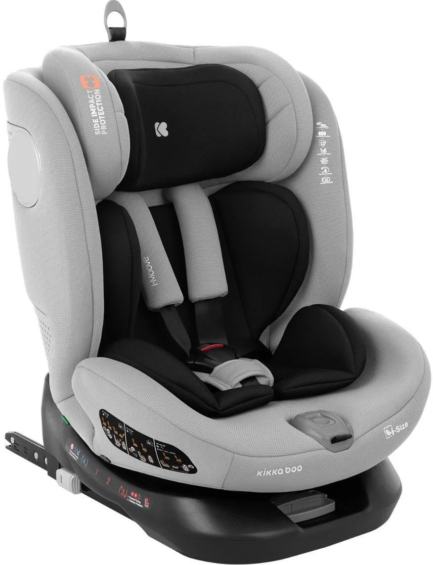 Scaun auto rotativ cu isofix KikkaBoo i-Moove Light Grey, 40-150 cm foto