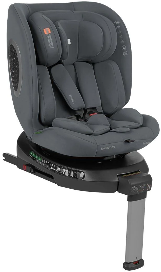 image for Вращающееся автокресло с изофиксом KikkaBoo i-Rove Dark Grey, 40-150 см foto