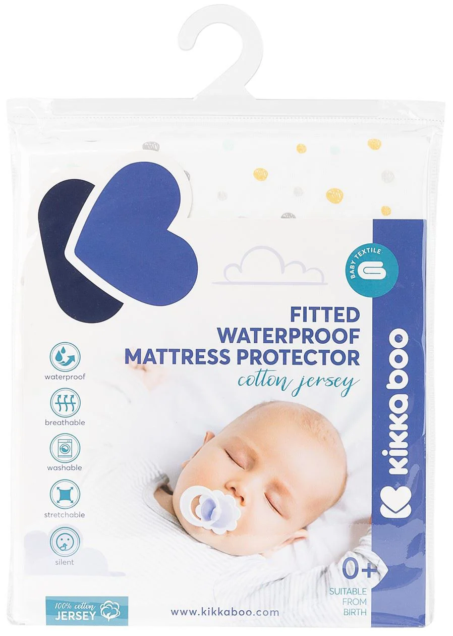 image for Водонепроницаемый чехол для матраса KikkaBoo Dots из джерси, 120х60х15 см foto