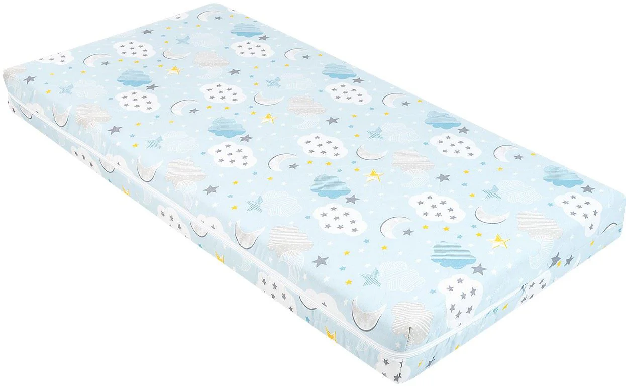 Saltea pentru patut KikkaBoo Siesta Clouds Blue, 120x60x10 cm foto