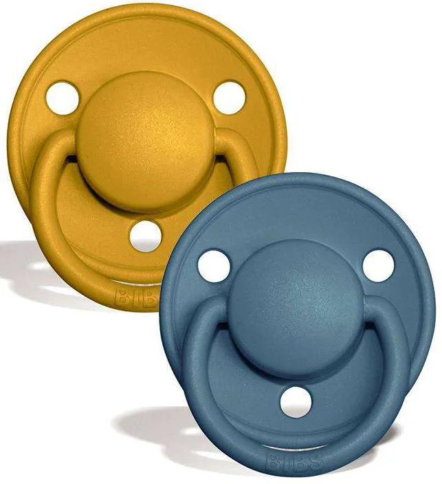 Set 2 suzete rotunde din silicon BIBS De lux Mustard/Petrol (0-36 luni) foto