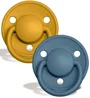 Set 2 suzete rotunde din silicon BIBS De lux Mustard/Petrol (0-36 luni) foto