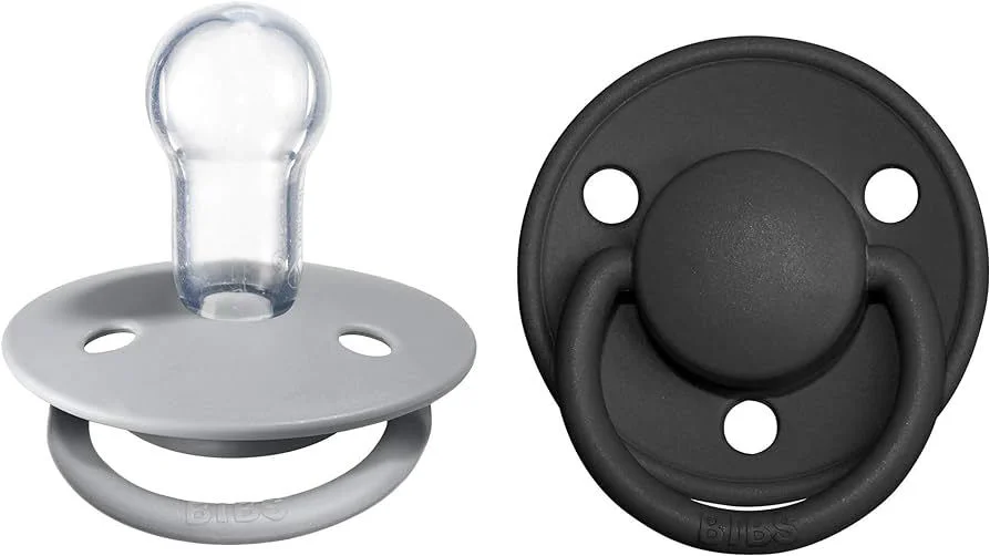 Set 2 suzete rotunde din silicon BIBS De lux Cloud/Black (0-36 luni)