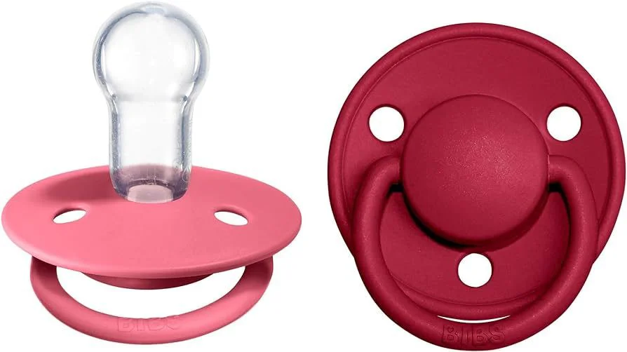 Set 2 suzete rotunde din silicon BIBS De lux Coral/Ruby (0-36 luni) foto