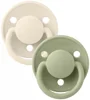 Set 2 suzete rotunde din silicon BIBS De lux Ivory/Sage (0-36 luni)