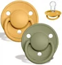 Set 2 suzete rotunde din silicon BIBS De lux Honey Bee/Olive (0-36 luni) foto
