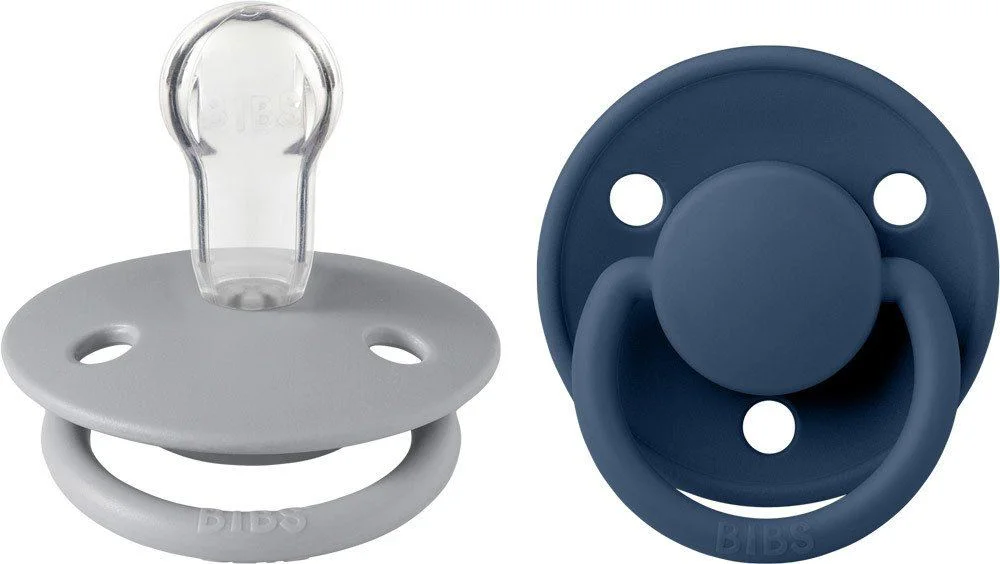 Set 2 suzete rotunde din silicon BIBS De lux Cloud/Steel Blue (0-36 luni)