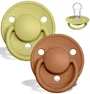 Set 2 suzete rotunde din silicon BIBS De lux Meadow/Earth (0-36 luni)