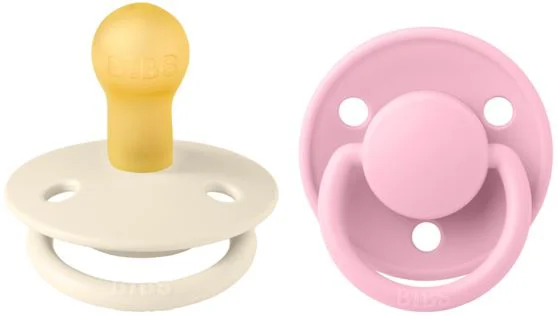 Set 2 suzete rotunde din latex BIBS De lux Ivory/Baby Pink (0-6 luni)