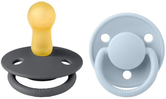 Set 2 suzete rotunde din latex BIBS De lux Iron/Baby Blue (6-18 luni) foto