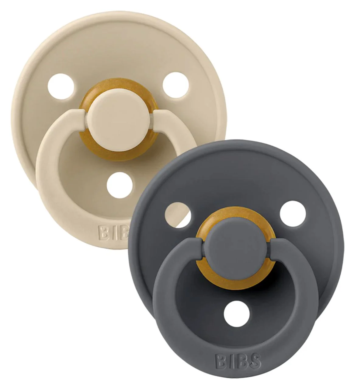 Set 2 suzete rotunde din latex BIBS Colour Vanilla/Iron (0-6 luni) foto