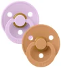 Set 2 suzete rotunde din latex BIBS Colour Violet Sky/Pumpkin (0-6 luni)