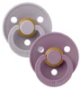 Set 2 suzete rotunde din latex BIBS Colour Fossil Grey/Mauve (6-18 luni)