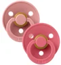 Set 2 suzete rotunde din latex BIBS Colour Dusty Pink/Coral (6-18 luni)