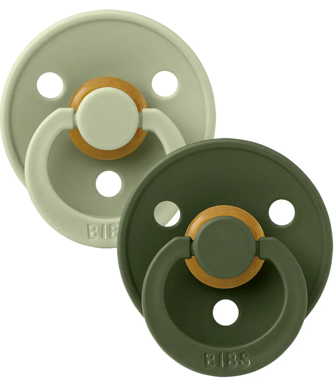 Set 2 suzete rotunde din latex BIBS Colour Sage/Hunter Green (18-36 luni)