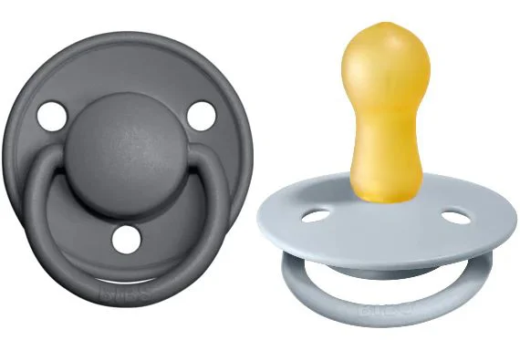 image for Set 2 suzete rotunde din latex BIBS De lux Iron/Baby Blue (0-6 luni) foto