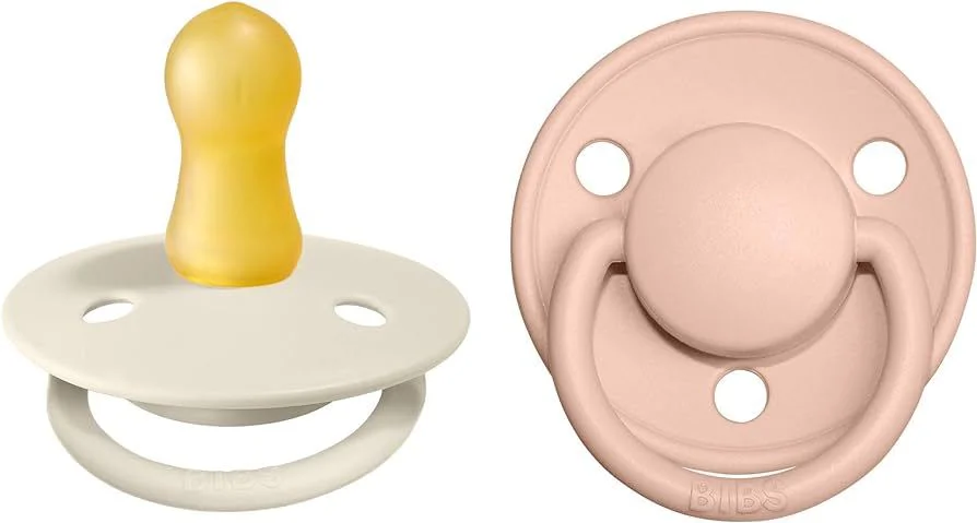 image for Набор из 2 круглых латексных пустышек BIBS De Lux Ivory/Blush (0-6 мес.) foto
