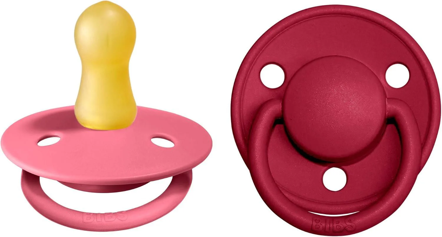 image for Set 2 suzete rotunde din latex BIBS De lux Coral/Ruby (0-6 luni) foto