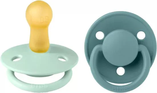 Set 2 suzete rotunde din latex BIBS De lux Nordic Mint/Island Sea (6-18 luni)