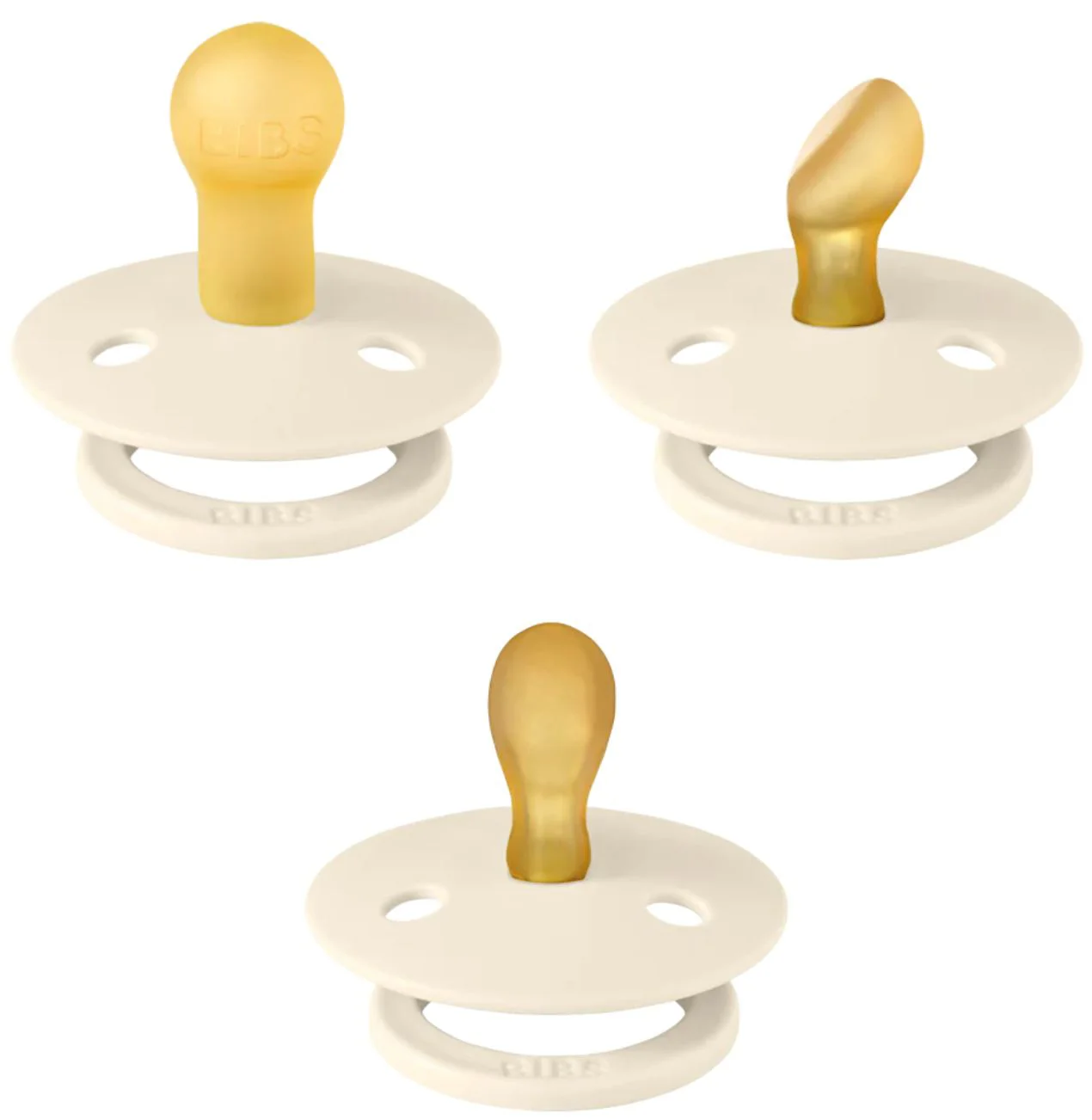 image for Набор из 3 пустышек BIBS Color Ivory Круглая, симметричная и анатомическая латексная соска (0-6 мес) foto