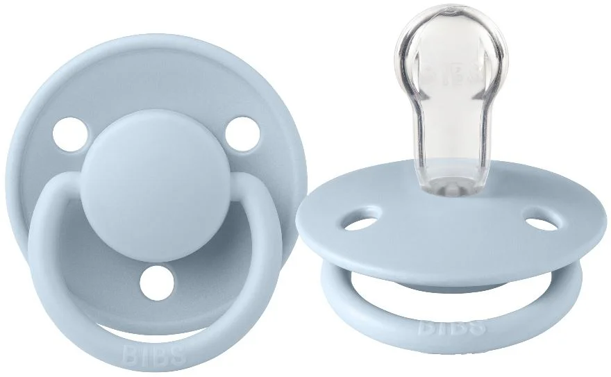 Suzeta rotunda din silicon BIBS De Lux Baby Blue (0-36 luni)