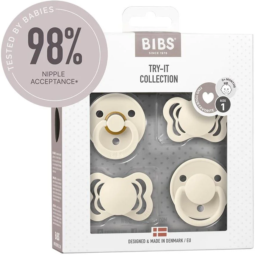 Набор из 4 пустышек BIBS Try-it Collection Ivory (0–6 мес)